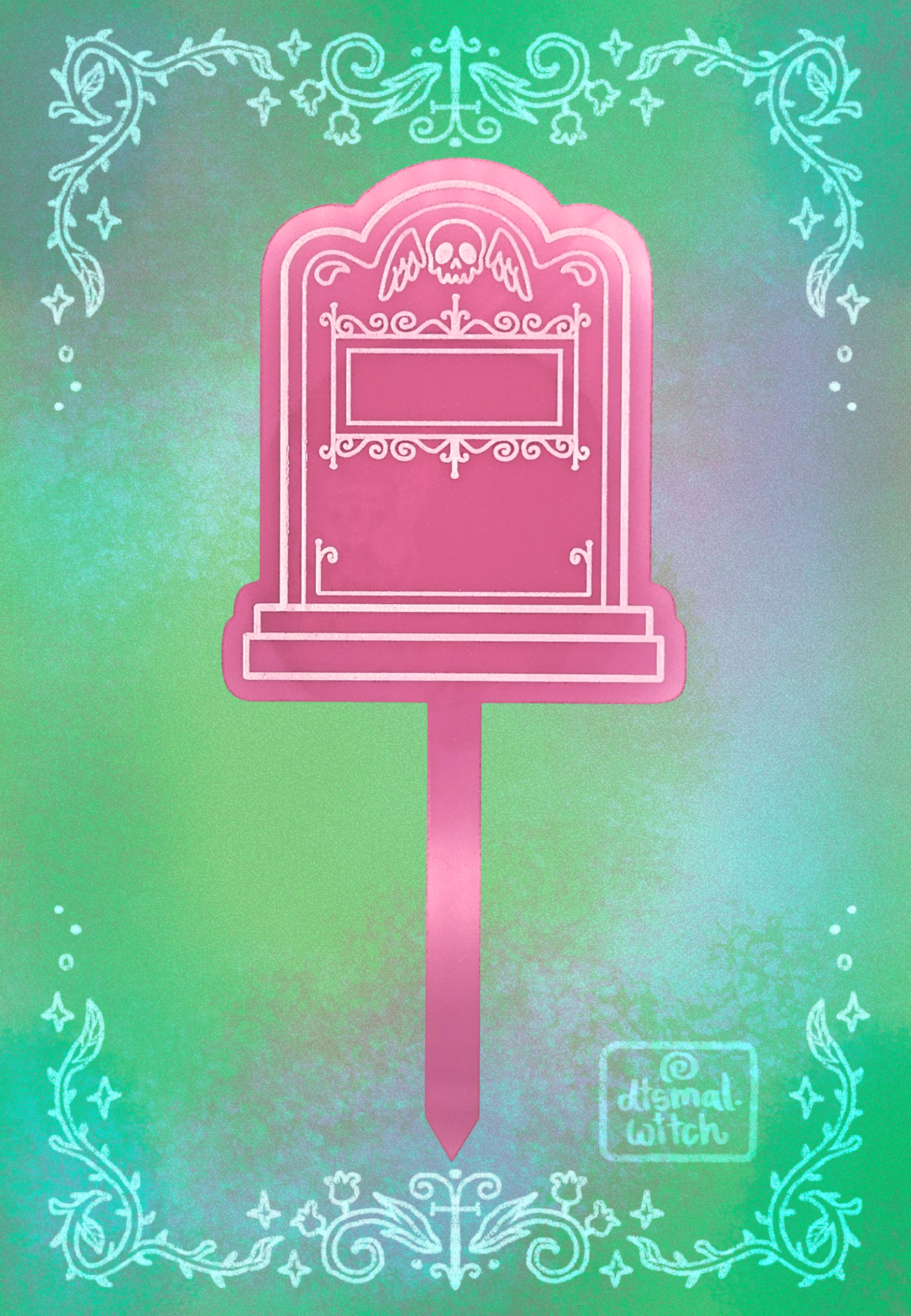 Winged Skull Gravestone Acrylic Plant Stake
