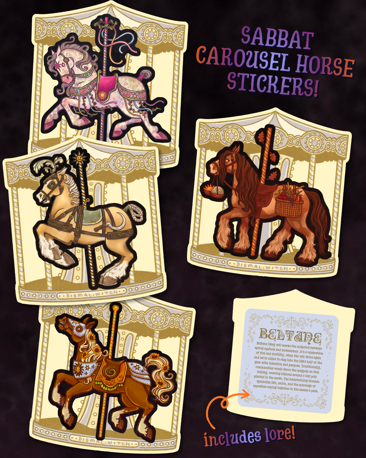Litha Carousel Horse Sticker
