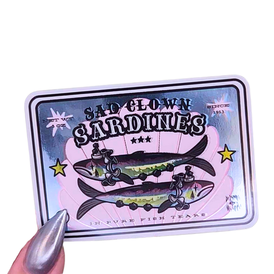 Sad Clown Sardine Tin Mirror Sticker