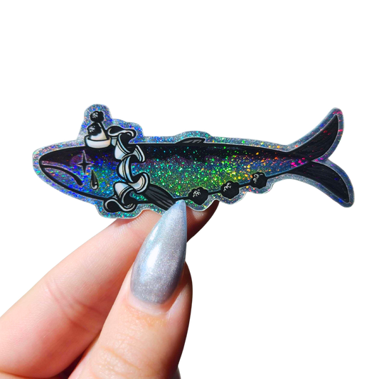 Sad Clown Sardine Holographic Sticker