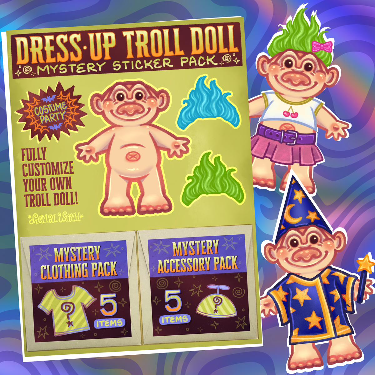 Dress-Up Troll Doll Mystery Sticker Pack