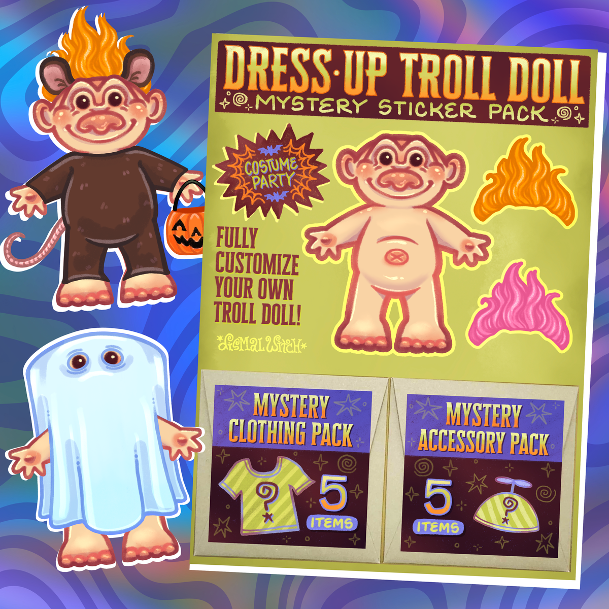 Dress-Up Troll Doll Mystery Sticker Pack