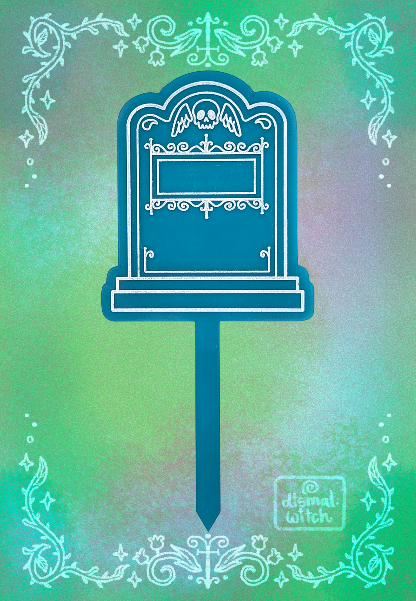 Winged Skull Gravestone Acrylic Plant Stake