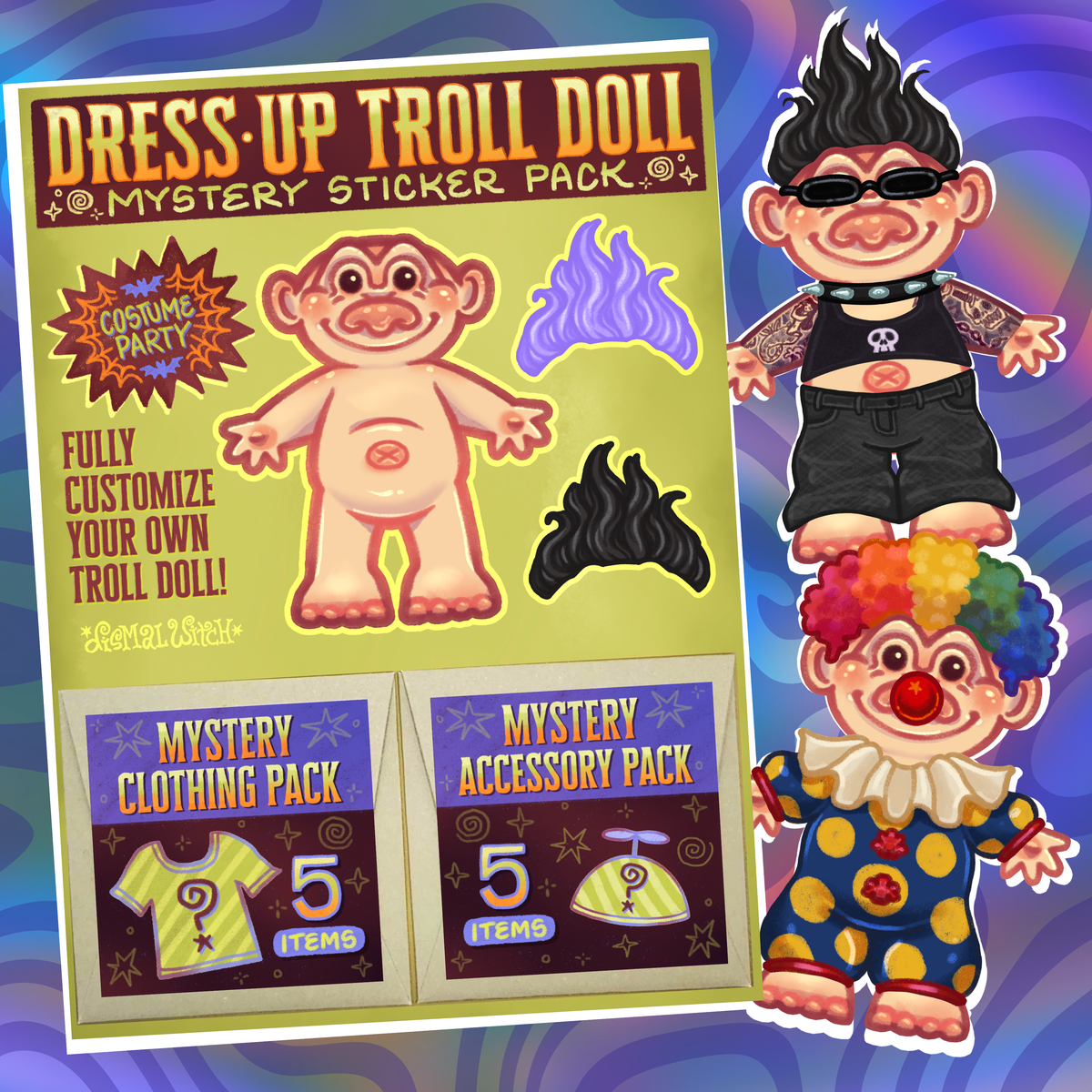 Dress-Up Troll Doll Mystery Sticker Pack