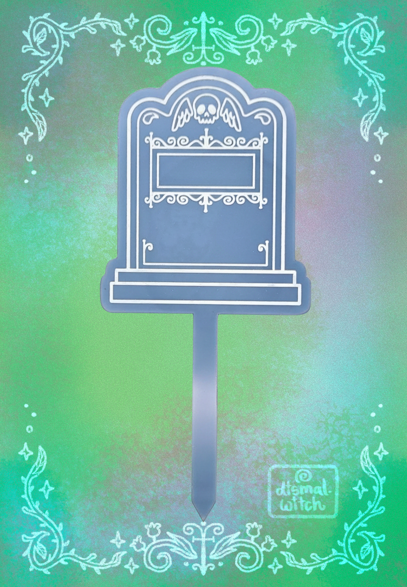 Winged Skull Gravestone Acrylic Plant Stake