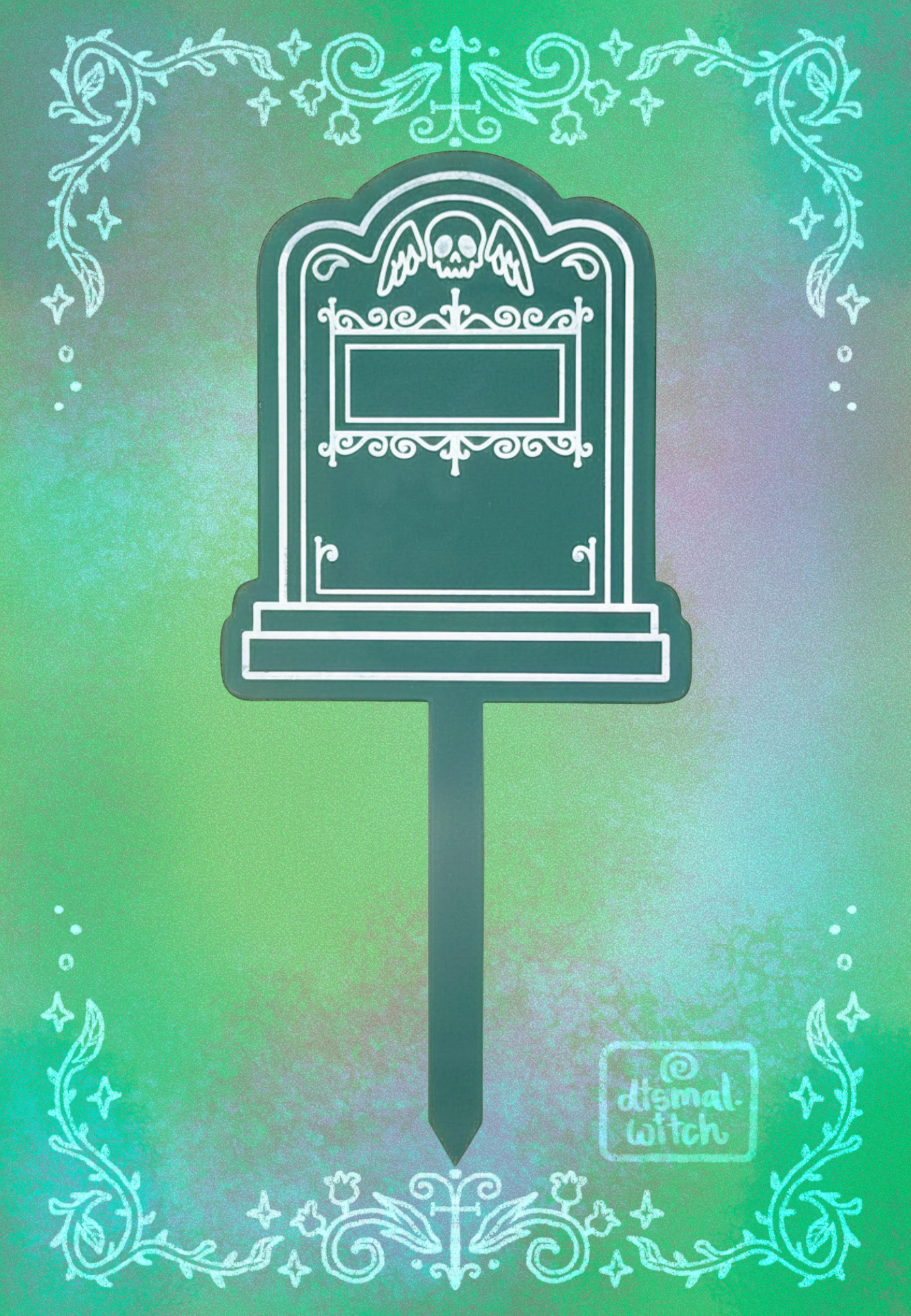 Winged Skull Gravestone Acrylic Plant Stake