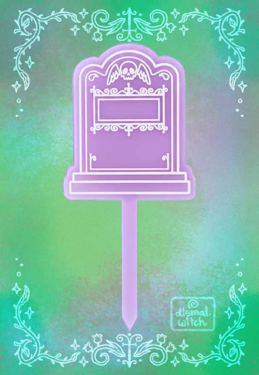 Winged Skull Gravestone Acrylic Plant Stake