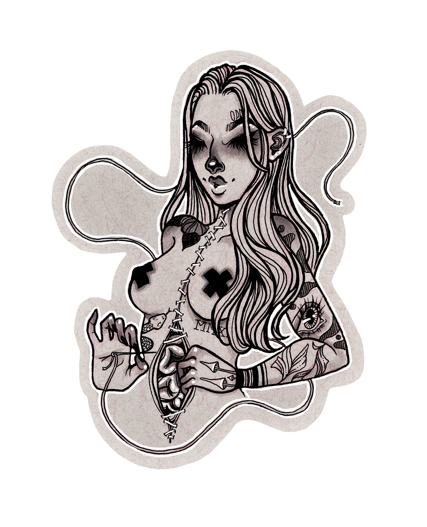 Tattooed Seamstress Sticker